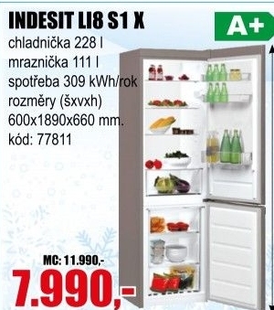 Kombinovaná chladnička LI8 S1 X Indesit