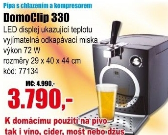 Pípa DomoClip 330 výčepní zařízení s chlazením a kompresorem