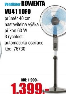 Stojanový ventilátor VU411OFO Rowenta