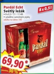 Pivo světlý ležák 11° Echt Pardál