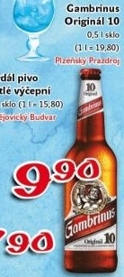Pivo světlé výčepní Originál 10° Gambrinus
