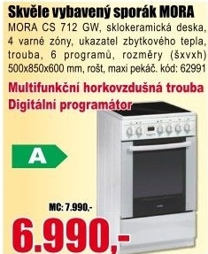 Sklokeramický sporák CS712GW Mora
