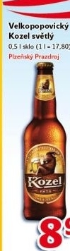 Pivo světlé výčepní 10°Velkopopovický Kozel