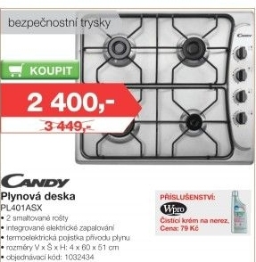 Plynová varná deska Candy PL40ASX