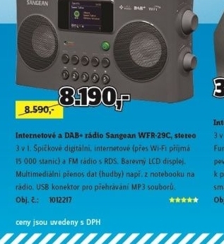 Internetové a DAB+ rádio Sangean WFR-29C, černá, stereo