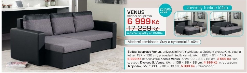 Venus-univerzální (microfiber dark grey-sedák/pvc black-korpus)