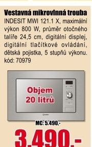 Vestavná mikrovlnná trouba Indesit MWI 121.1 X