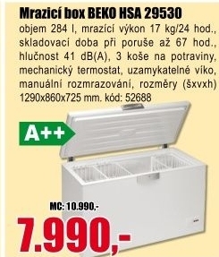 Pultový mrazící box Beko HSA 29530