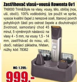 Zastřihovač vlasů a vousů Rowenta TN9000 Trim&