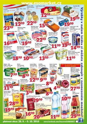 akční leták ESO MARKET 28.9.2016-9.10.2016