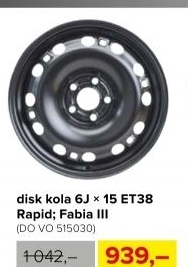 Kompletní plechový disk kola 6Jx15 ET38, Rapid