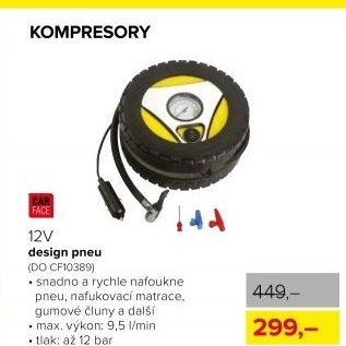 Kompresor CarFace 12 V, design pneu