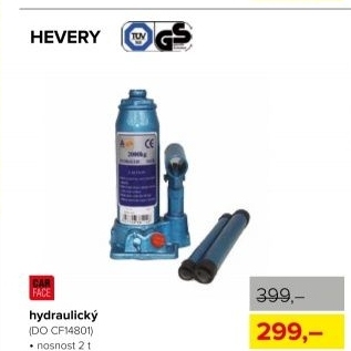 Hever hydraulický TÜV, GS, nosnost 2 t