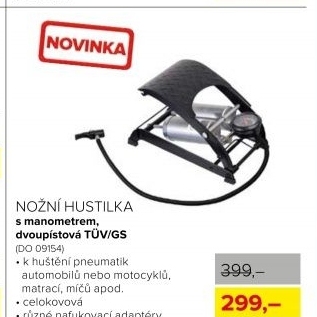 Hustilka nožní s manometrem, dvoupístová TÜV/GS