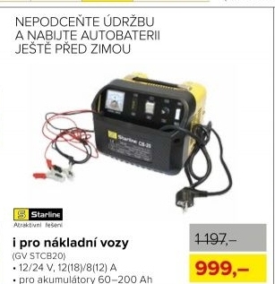 Nabíječka autobaterií Starline, 12 / 24 V