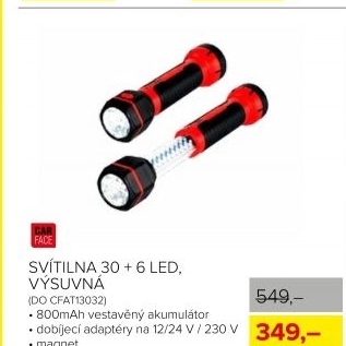 Svítilna 30+6 LED CarFace, výsuvná