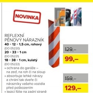 Reflexní pěnový nárazník, 40 x 12 x 1,5 cm rohový