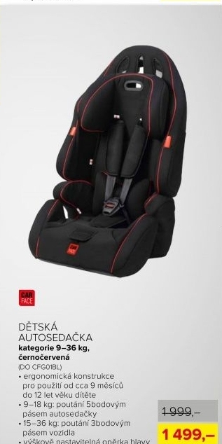 Autosedačka CarFace 9-36kg, černá