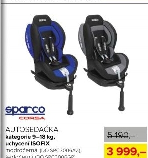Autosedačka SPARCO 9-18kg, ISOFIX, modro-černá