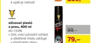 Oživovač plastů a pneu Coyote, sprej 400 ml
