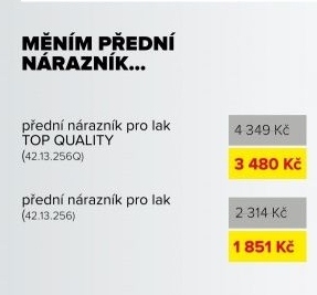 Přední nárazník, top quatily