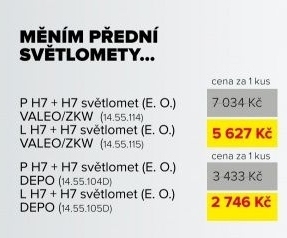 pravé přední světlomety Valeo