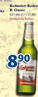 Pivo světlé výčepní B: Classic Budweiser Budvar