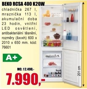 Kombinovaná chladnička Beko RCSA 400 K20W
