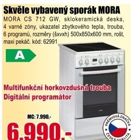 Sklokeramický sporák CS712GW Mora