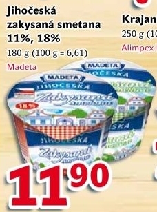 Smetana zakysaná JihočeskáMadeta 11%
