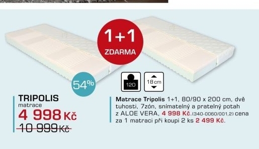 Tripolis - Matrace 1+1, 200x90x18 (potah aloe vera)