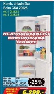 Kombinovaná chladnička Beko CSA 29025