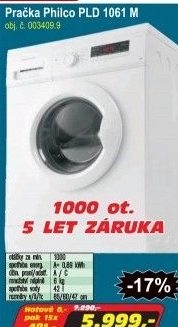 Pračka Philco PLD 1061 M
