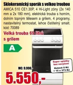 Sklokeramický sporák 510 CE1.30P Amica