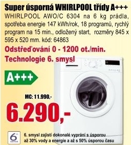 Pračka WHIRLPOOL AWO/C 6304