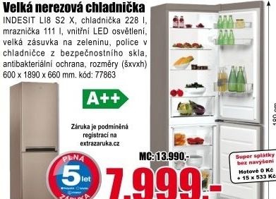 Kombinovaná chladnička Indesit LI8 S2 X