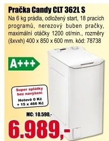 Pračka Candy CLT 362L S