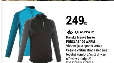 PÁNSKÉ HŘEJIVÉ TRIČKO FORCLAZ 100 WARM S DLOUHÝM RUKÁVEM ČERNÉ