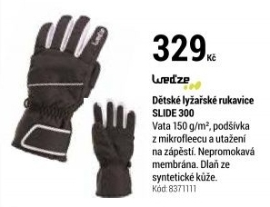 DĚTSKÉ LYŽAŘSKÉ RUKAVICE SLIDE 300 ČERNÉ