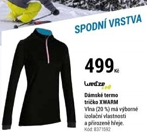 DÁMSKÉ LYŽAŘSKÉ SPODNÍ TRIČKO XWARM ČERNÉ