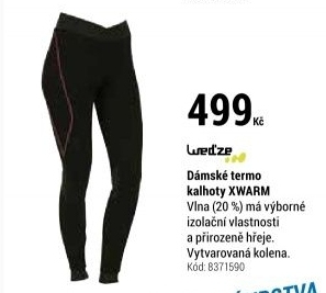 DÁMSKÉ LYŽAŘSKÉ SPODNÍ KALHOTY XWARM S VLNOU ČERNÉ