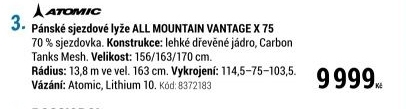PÁNSKÉ SJEZDOVÉ LYŽE ALL MOUNTAIN VANTAGE X 75 C ČERNÉ