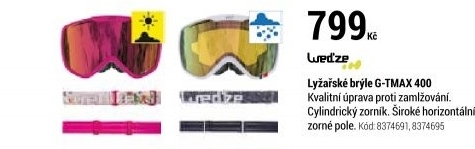 LYŽAŘSKÉ BRÝLE G-TMAX 400 DO ŠPATNÉHO POČASÍ BÍLÉ