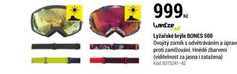 LYŽAŘSKÉ BRÝLE BONES 500 DO KAŽDÉHO POČASÍ ŠEDÉ