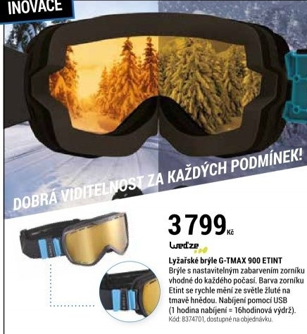 LYŽAŘSKÉ BRÝLE G-TMAX 900 ETINT DO KAŽDÉHO POČASÍ ČERNÉ