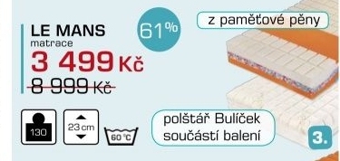 Le Mans - Matrace, polštář Bulíček maxi (200x90x23cm, Cashmere)