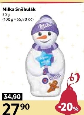 Čokoládový sněhulák Milka