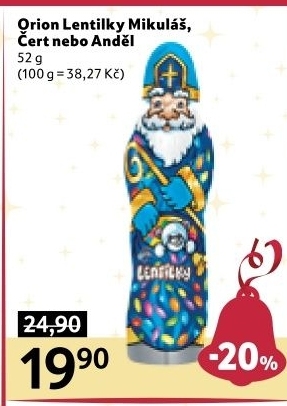 Čokoládový anděl s lentilkami Orion