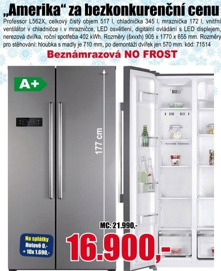 Americká chladnička Professor L562X