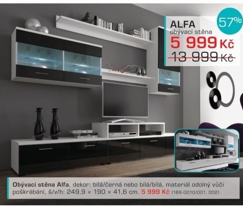 Alfa - obývací stěna (bílá/černá)